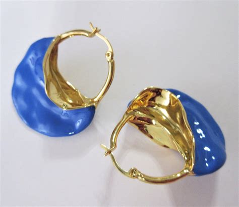 celine blue enamel earrings